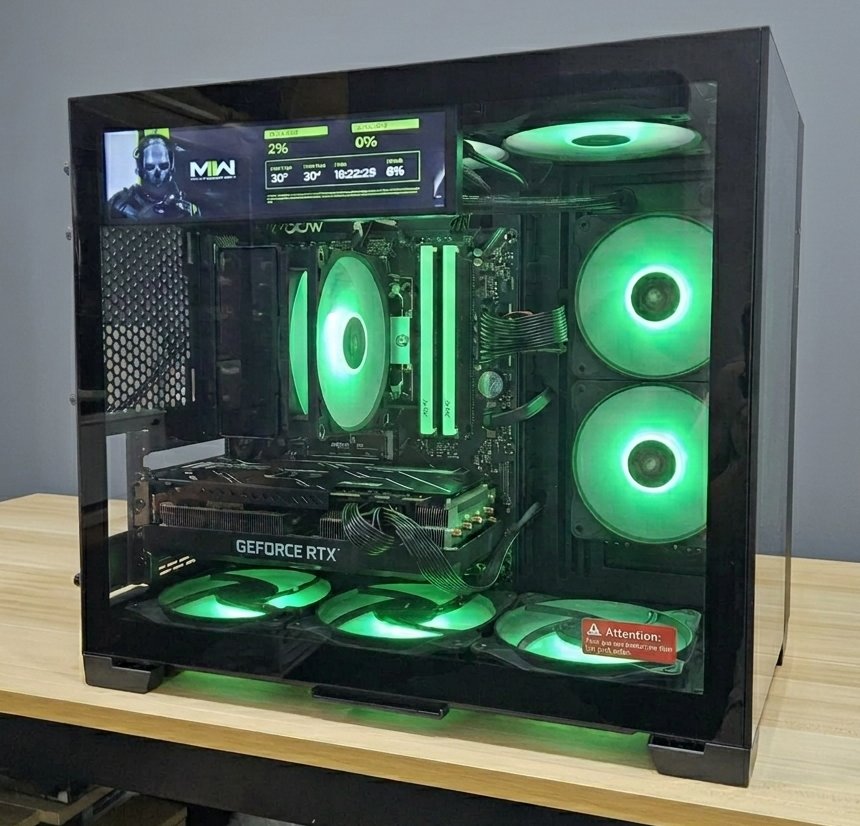 Lian Li green ARGB RTX 3060 gaming PC Singapore